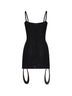 Black stretch tulle Acqua mini dress with jeweled details
