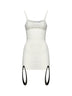 White stretch tulle Acqua mini dress with jeweled details