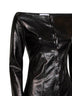 Black stretch waxed faux leather Inchiostro mini dress