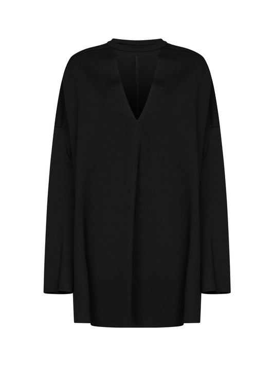Black technical Milano stitch oversized Uovo mini dress