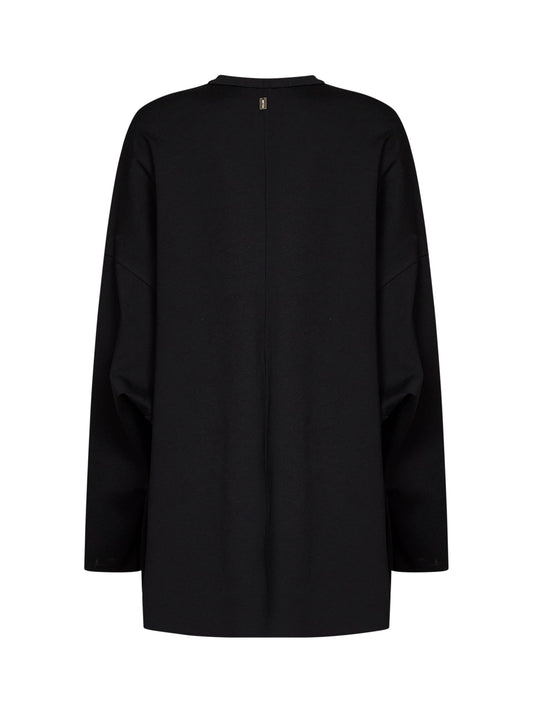 Black technical Milano stitch oversized Uovo mini dress