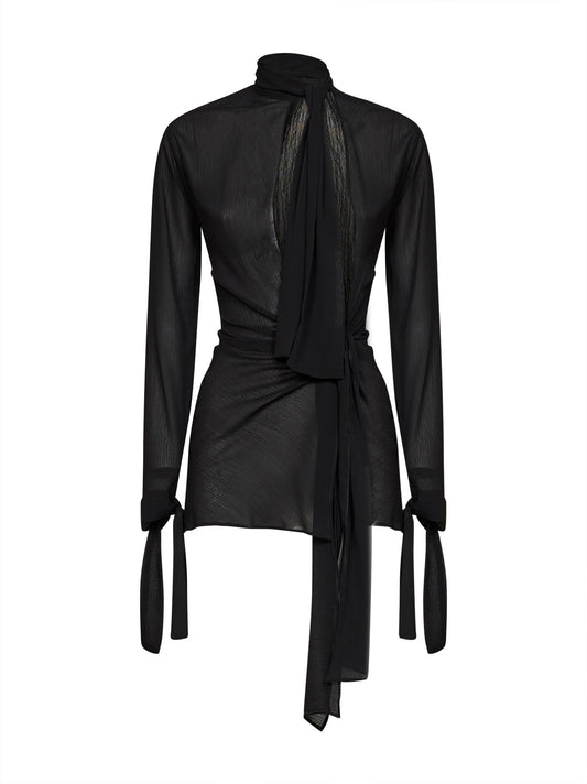 Black chiffon Ava cut-out mini dress