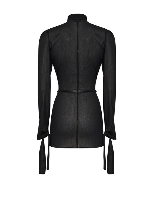 Black chiffon Ava cut-out mini dress