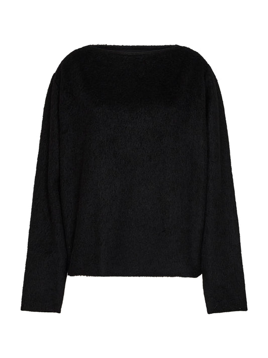 Maglia in pile nero con dettaglio gioiello