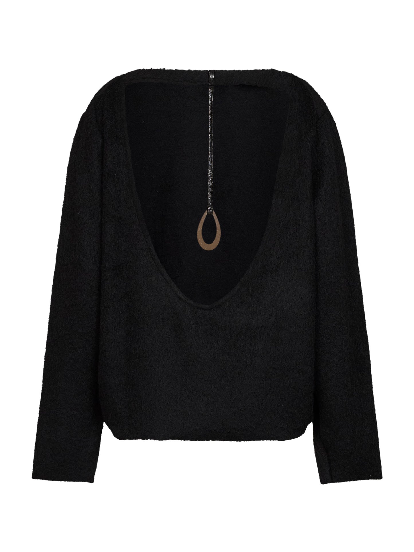 Maglia in pile nero con dettaglio gioiello