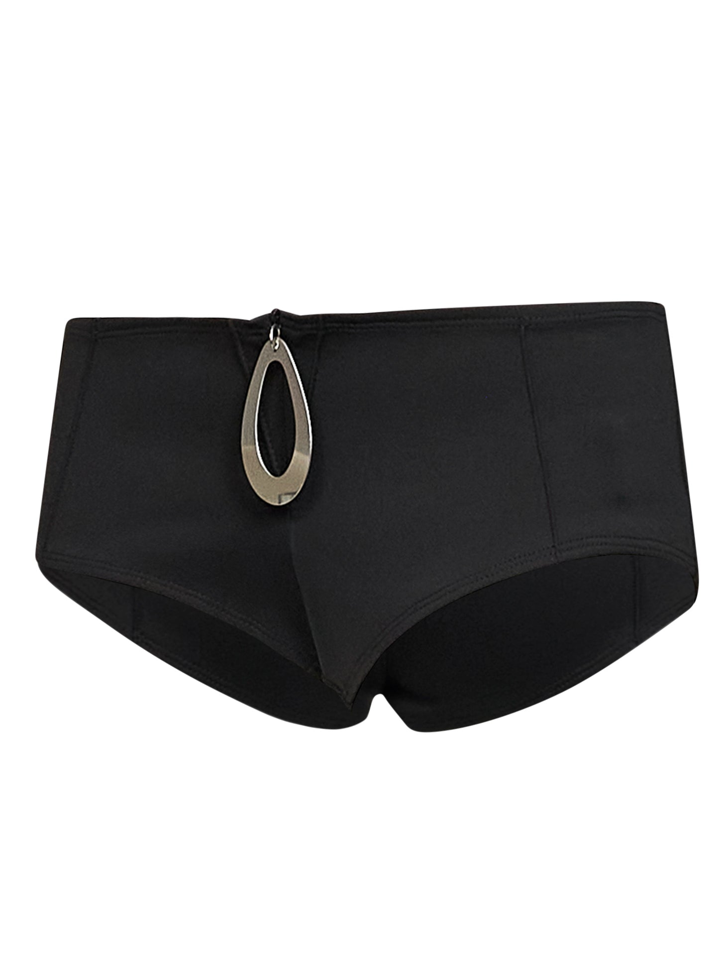 Shorts culotte Mela in jersey nero con dettaglio gioiello<BR/>