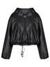 Black faux-leather Spazi bomber jacket with jeweled details