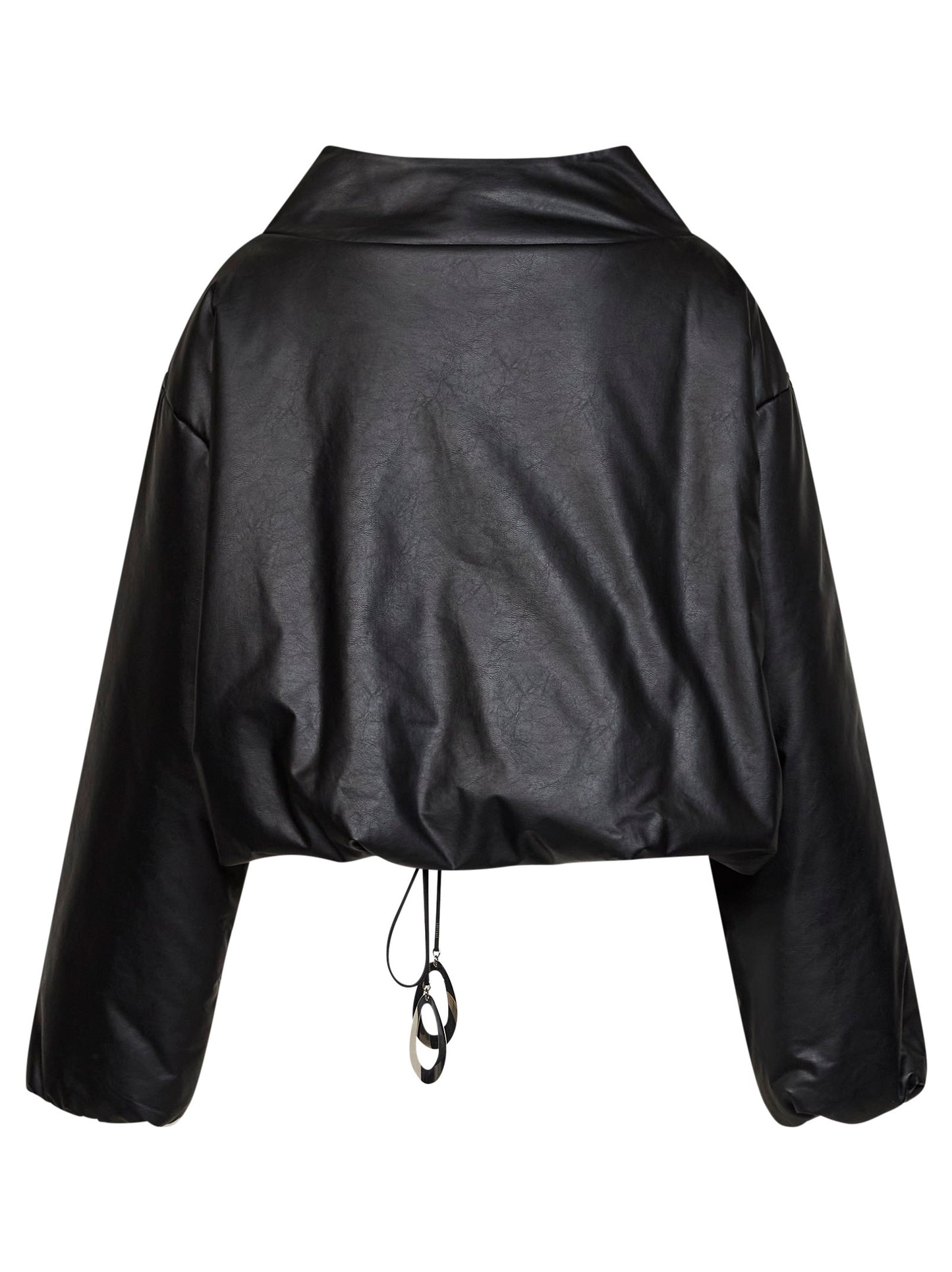 Black faux-leather Spazi bomber jacket with jeweled details