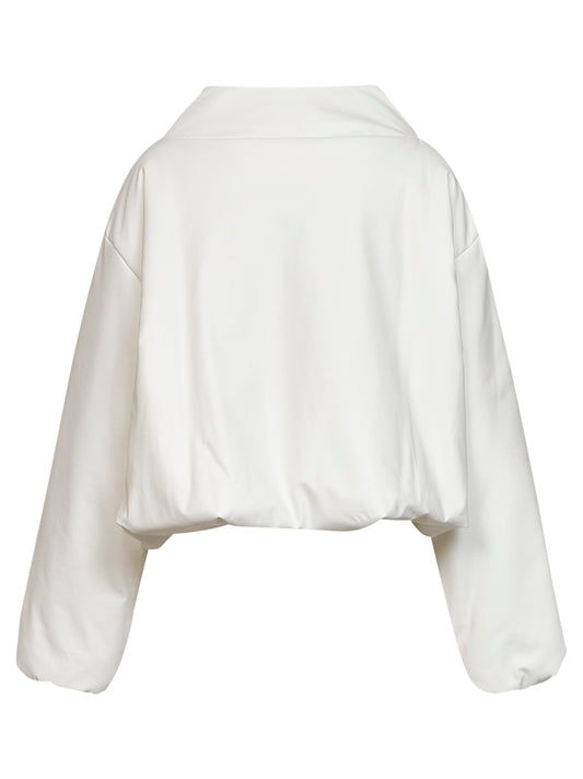 Bomber Spazi in ecopelle bianca con dettagli gioiello<BR/>