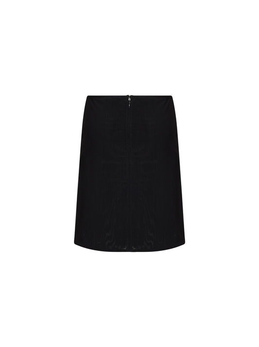 Black technical Milano stitch knit skirt with jeweled details