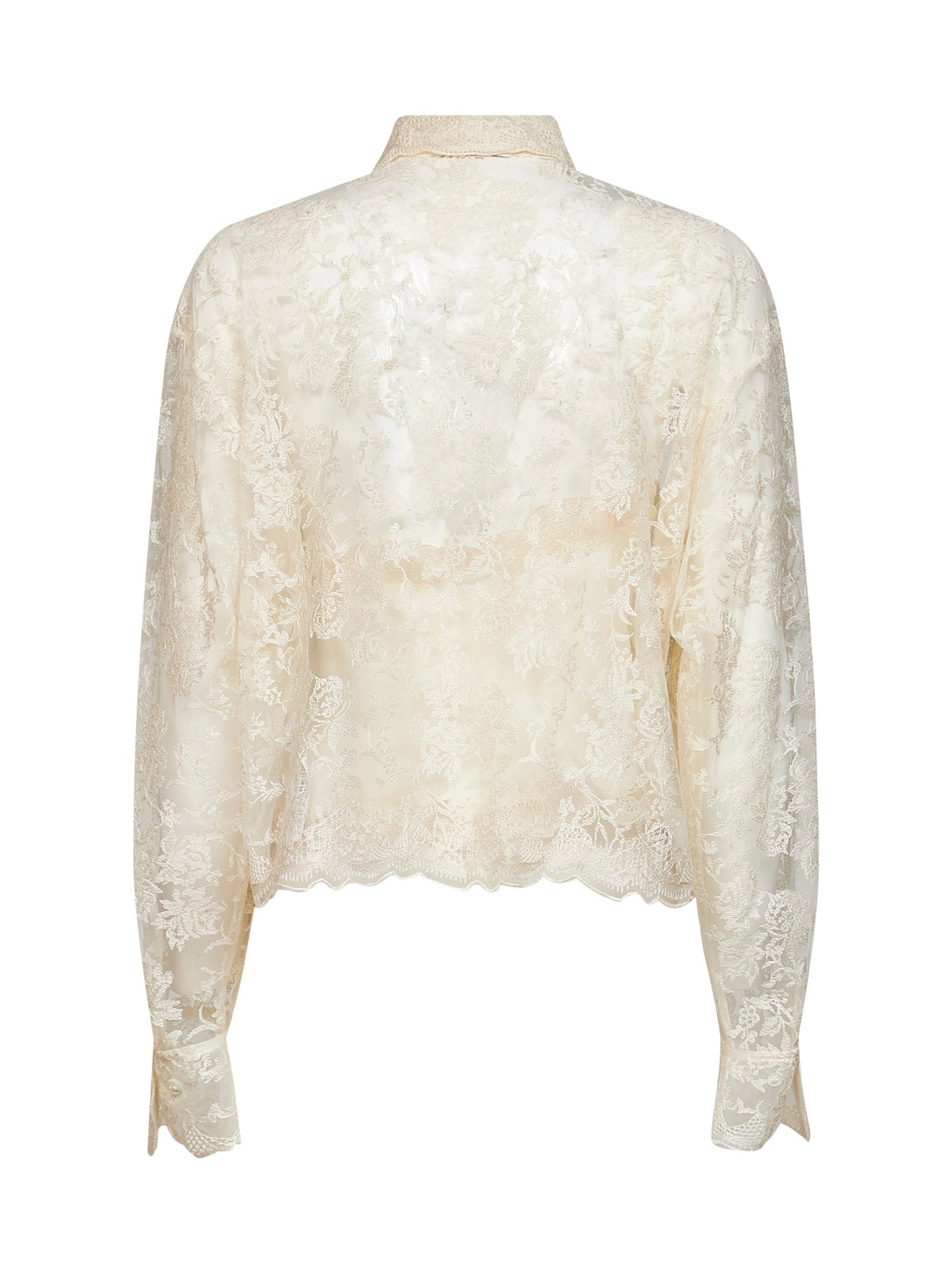Camicia in tulle ricamato avorio con top coordinato