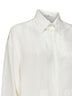 Camicia in crêpe de chine di seta bianca con ricamo in pizzo