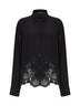 Black silk crêpe de Chine shirt with lace embroidery