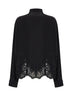 Black silk crêpe de Chine shirt with lace embroidery