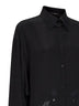 Black silk crêpe de Chine shirt with lace embroidery