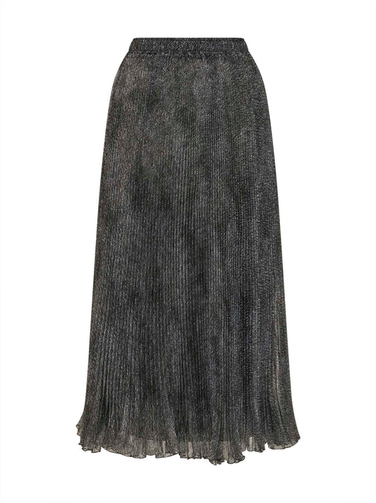 Knickerbocker-print organza midi pleated skirt