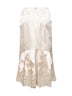 Gonna midi in raso di seta beige con inserti in pizzo