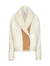 Ivory knit wool jacket with suede inserts