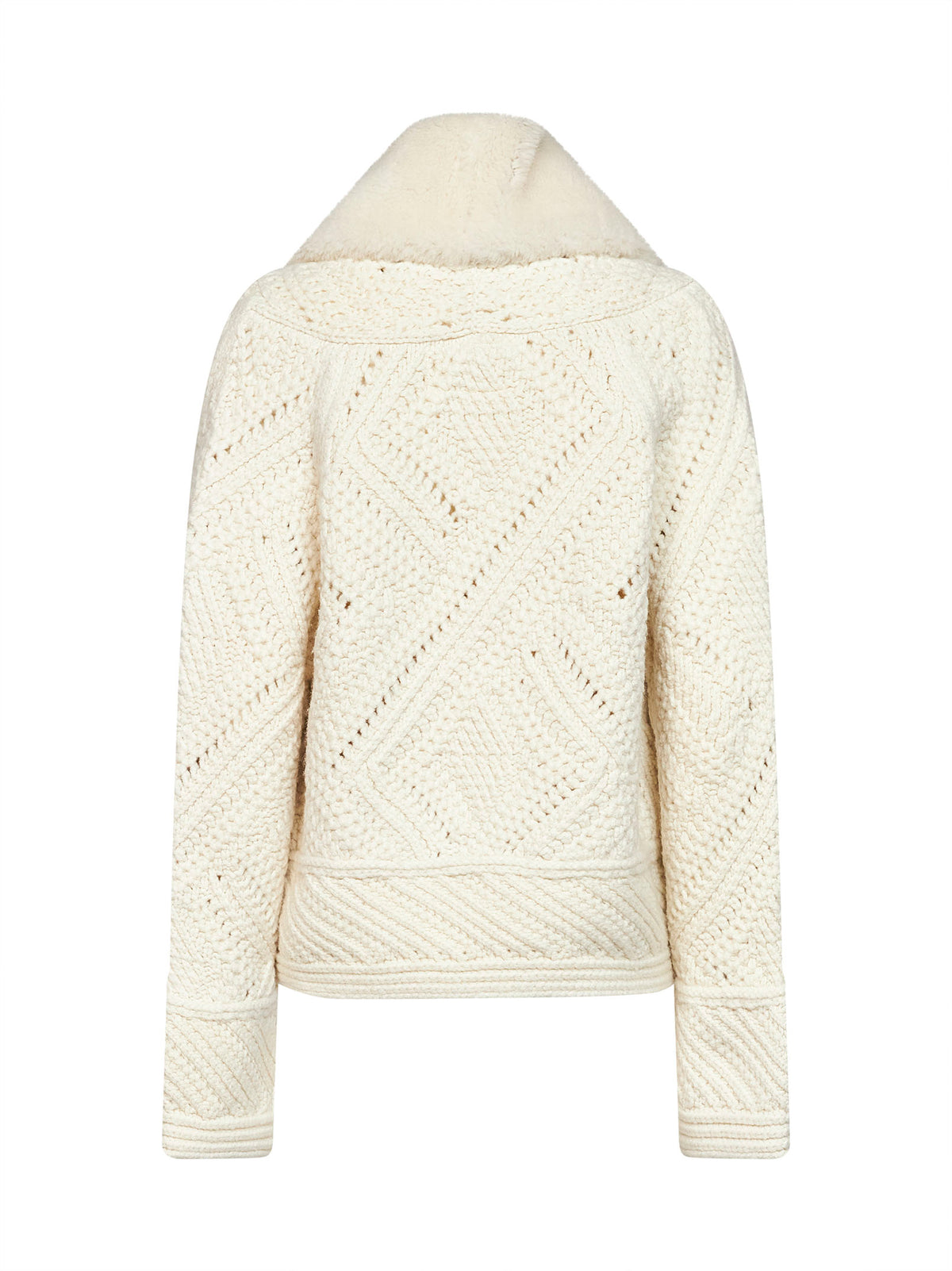 Ivory knit wool jacket with suede inserts