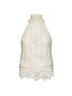 Top in maglia di cashmere con pizzo valencienne rosa