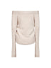 Almond cashmere knit cardigan with bow