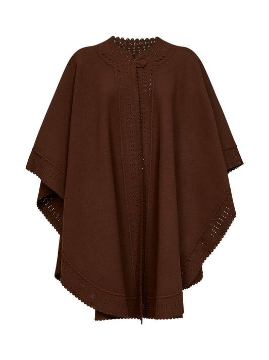 Chestnut double-faced wool cloth cape