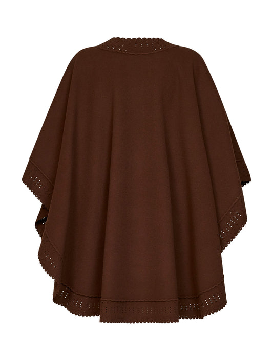 Chestnut double-faced wool cloth cape