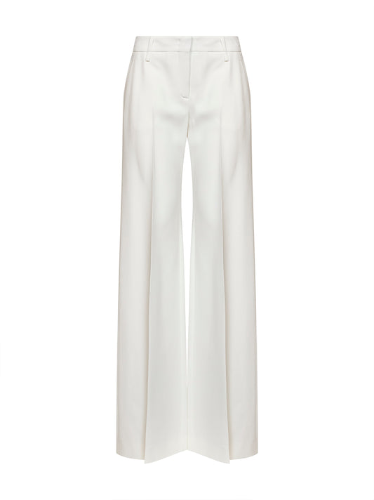 White interlock bootcut trousers