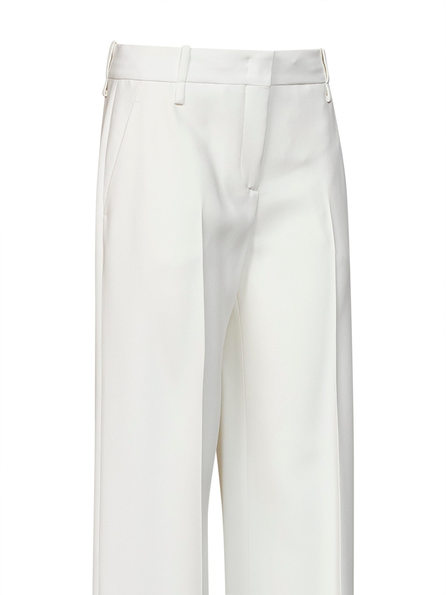 Pantaloni bootcut in interlock bianco<BR/>