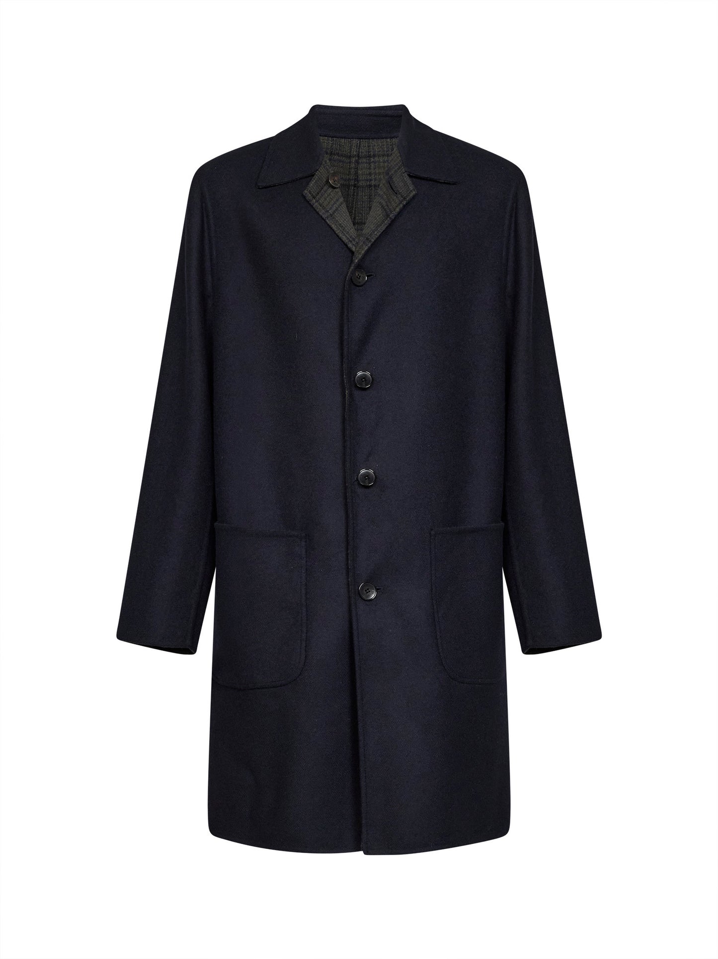 Navy blue wool blend reversible coat
