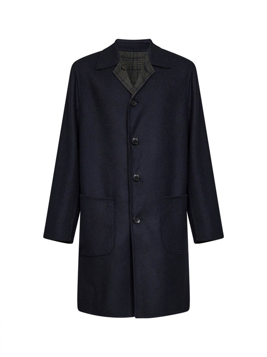 Navy blue wool blend reversible coat