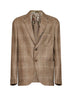 Beige Prince of Wales wool single-breasted blazer