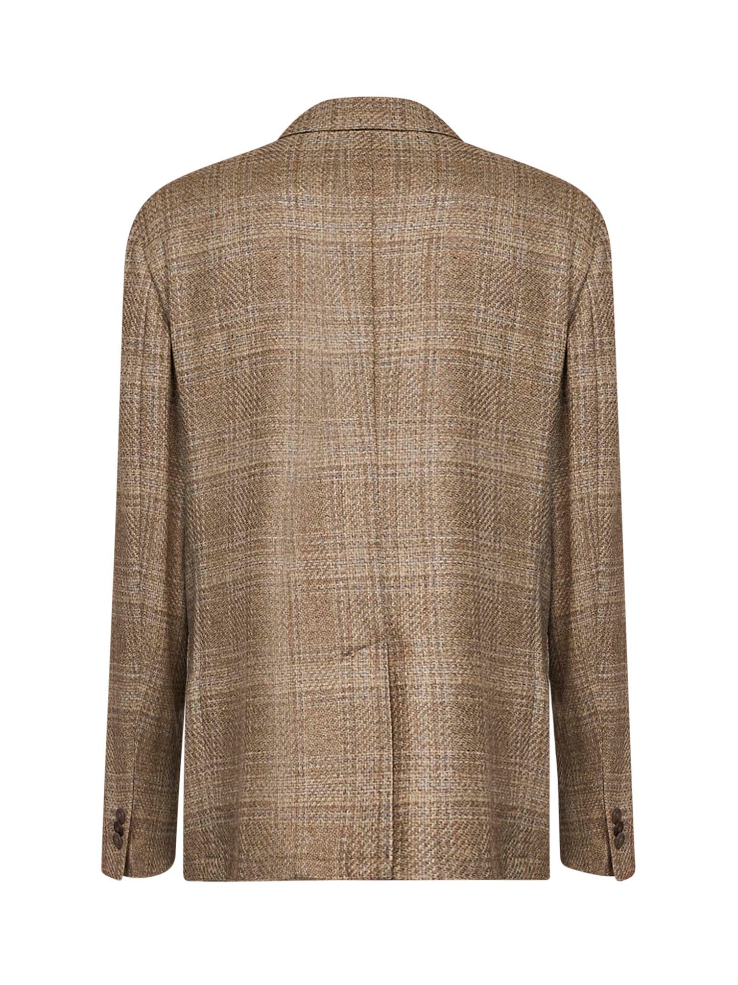 Beige Prince of Wales wool single-breasted blazer