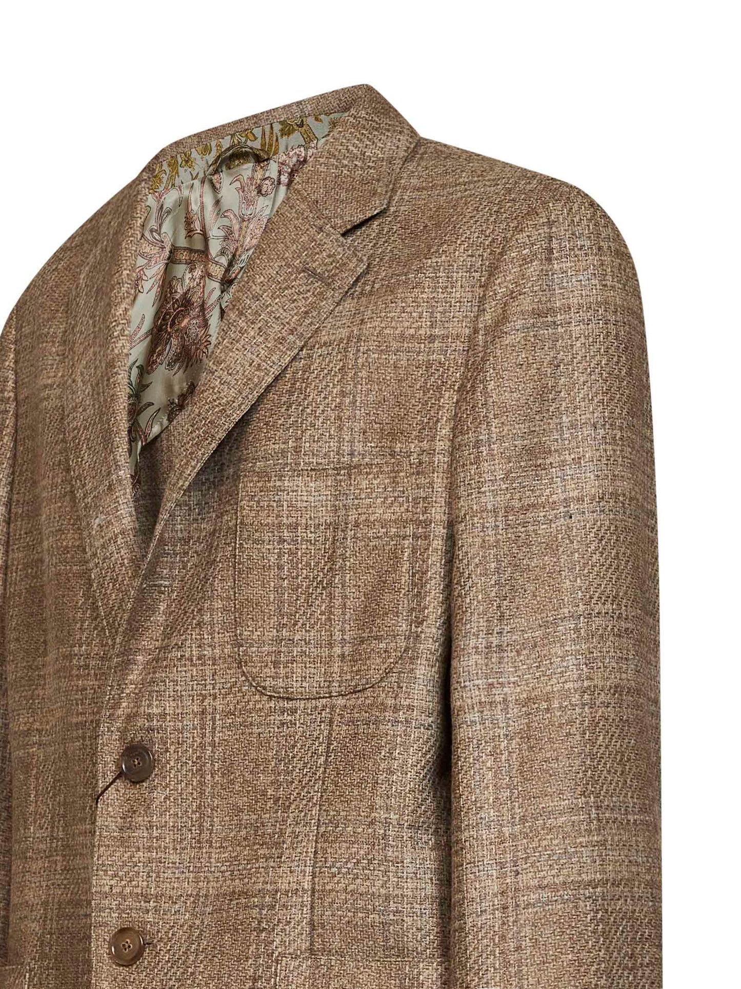 Beige Prince of Wales wool single-breasted blazer