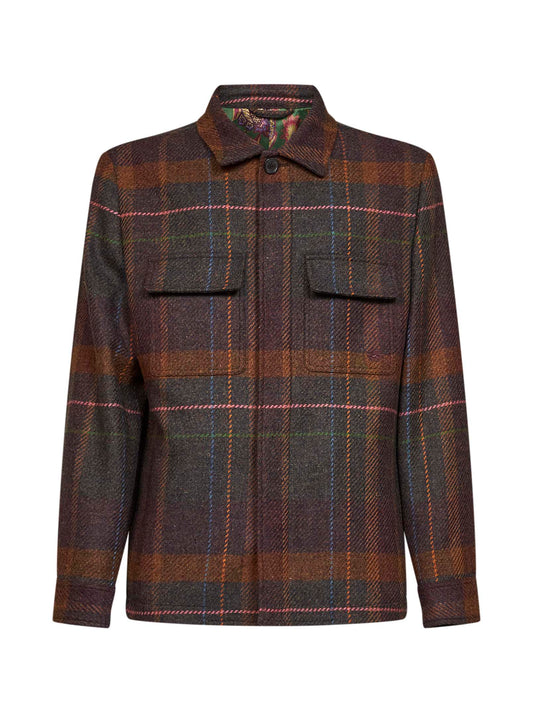 Giacca camicia in Madras a quadri multicolore<BR/>