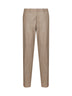 Beige wool flannel trousers with logo