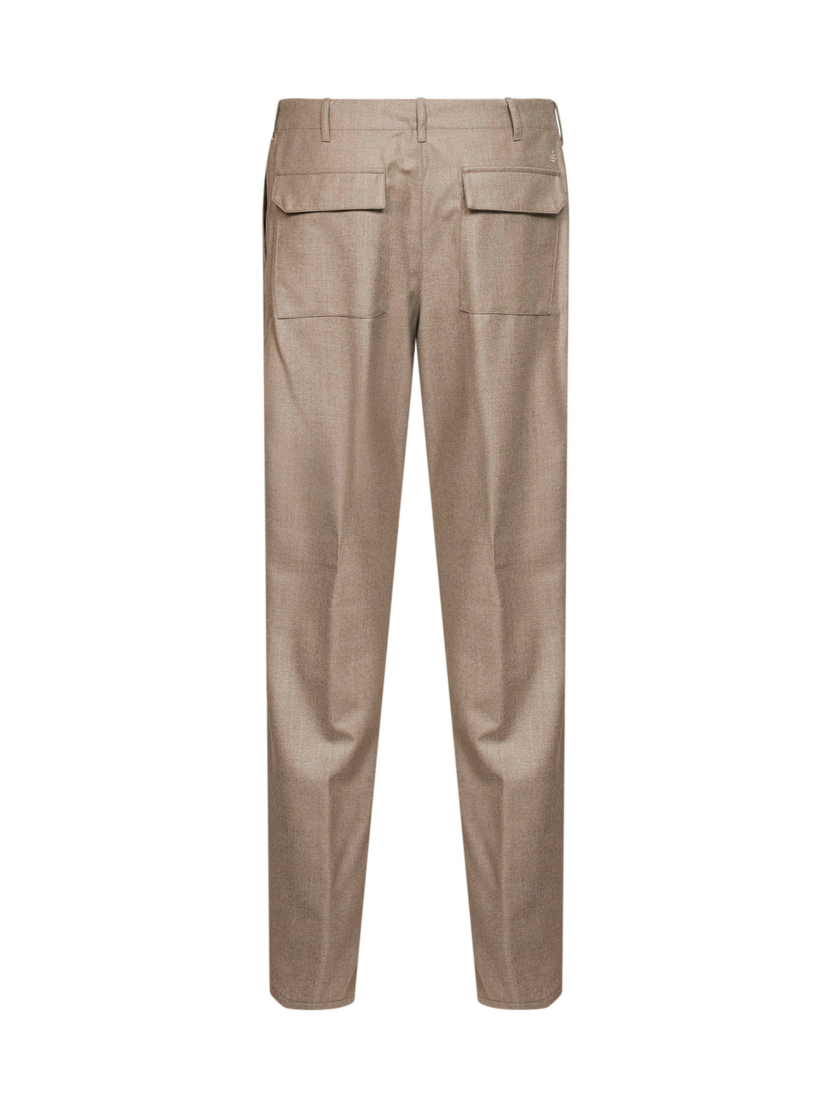Beige wool flannel trousers with logo