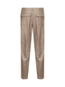 Beige wool flannel trousers with logo