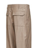 Beige wool flannel trousers with logo