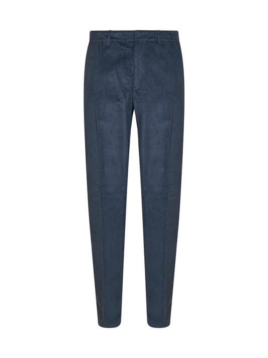 Blue stretch cotton corduroy trousers