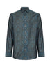 Camicia in cotone jacquard con motivo ornamentale blu