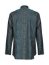 Camicia in cotone jacquard con motivo ornamentale blu