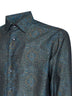 Camicia in cotone jacquard con motivo ornamentale blu