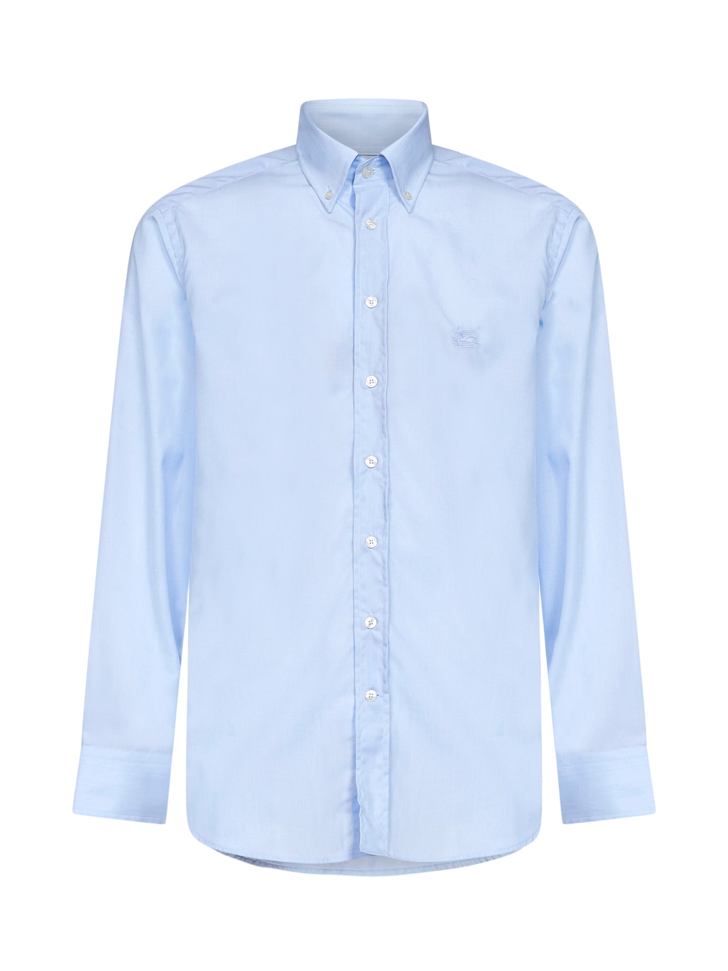 Camicia button-down con logo in cotone azzurro