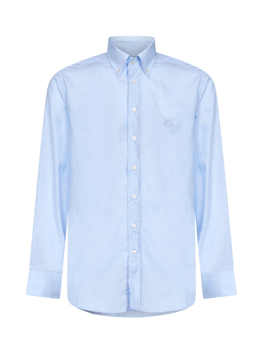 Camicia button-down con logo in cotone azzurro