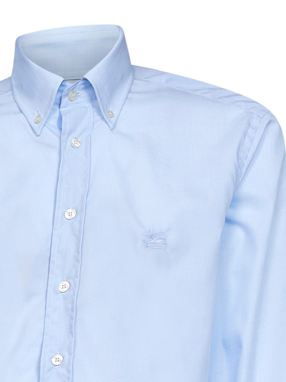 Camicia button-down con logo in cotone azzurro