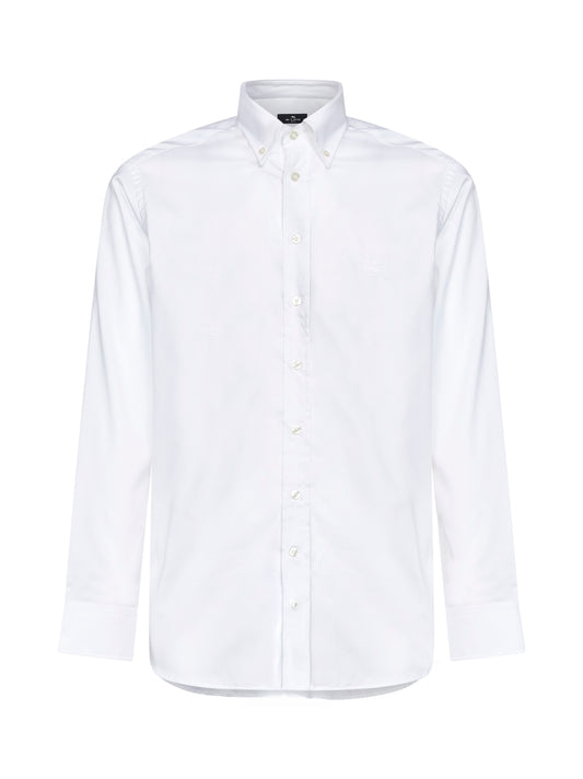 Camicia button-down con logo in cotone bianco