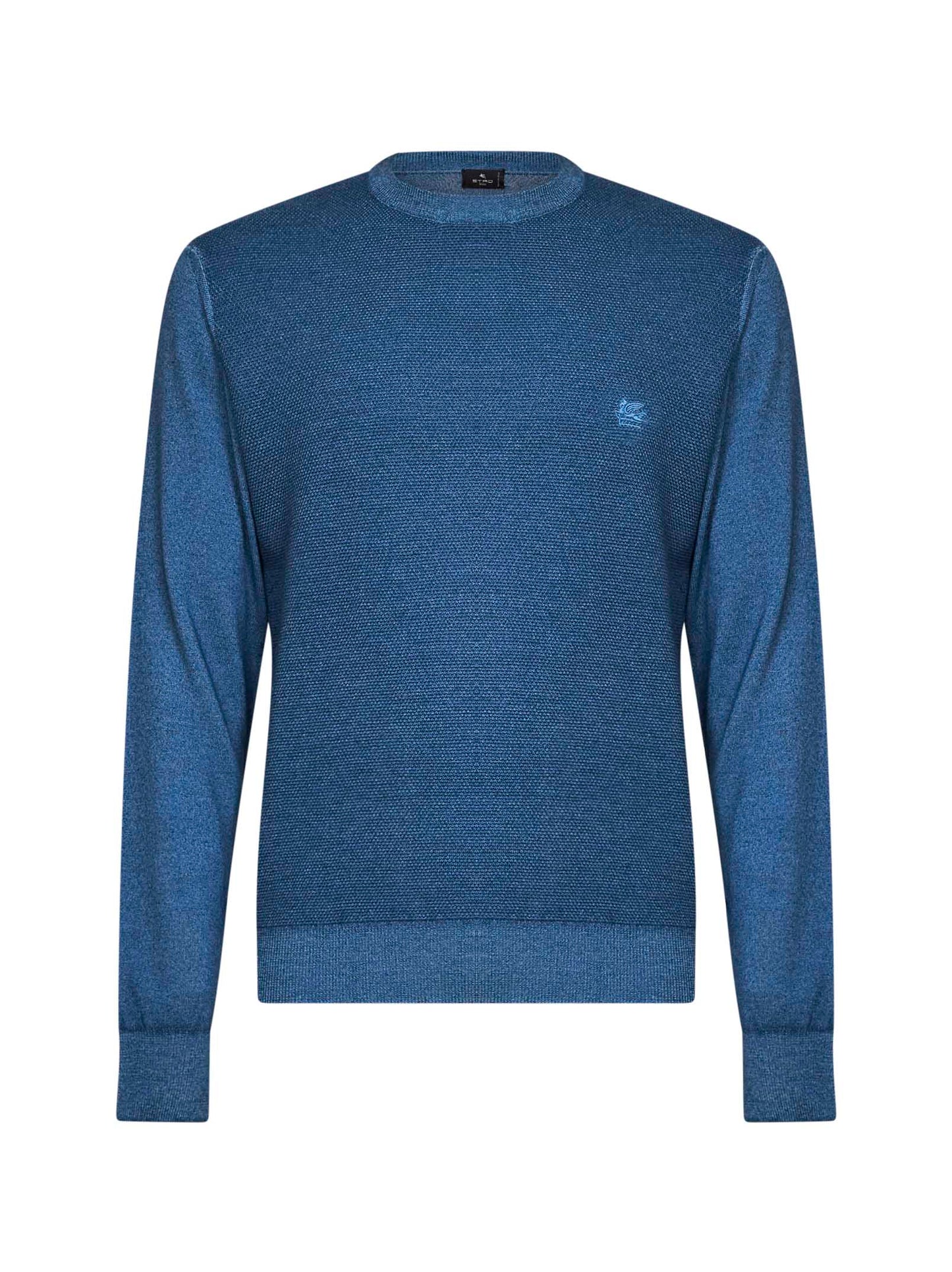 Mid avio blue two-tone wool logo sweater
