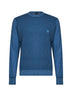 Mid avio blue two-tone wool logo sweater