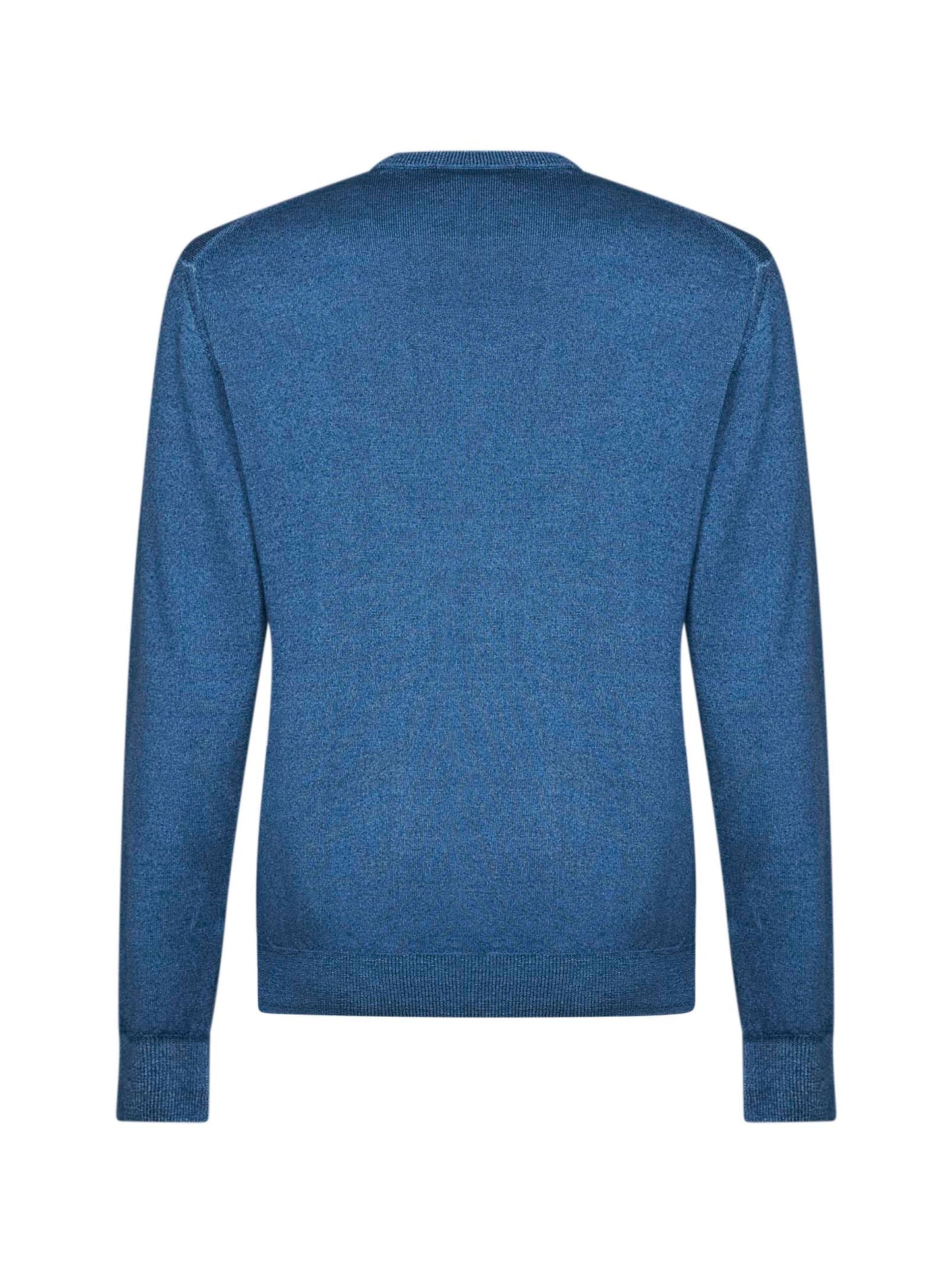 Mid avio blue two-tone wool logo sweater